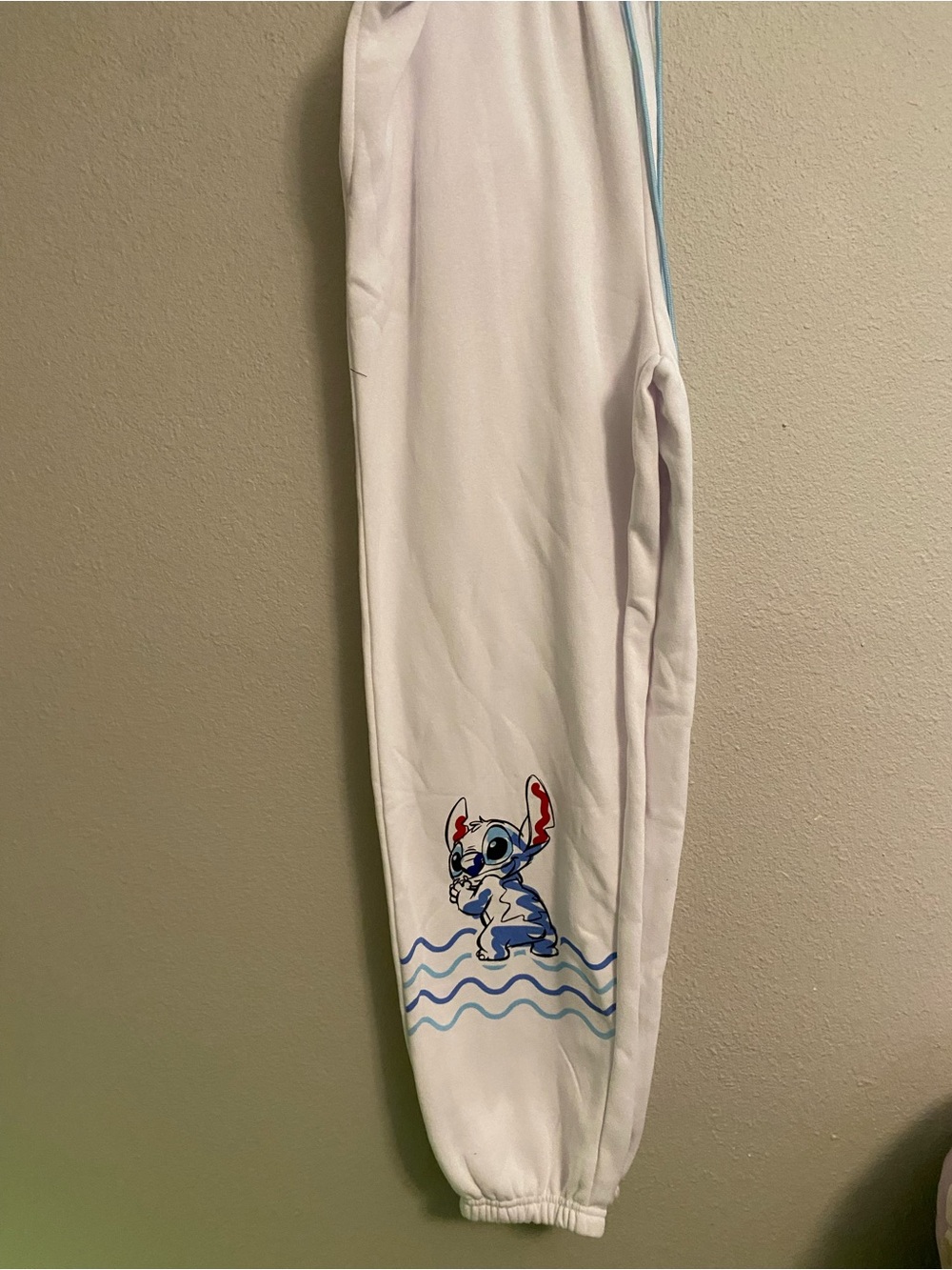 Disney White Lounge Pants with Blue & Red Stitch Graphic - multiple sizes - Picture 4 of 6